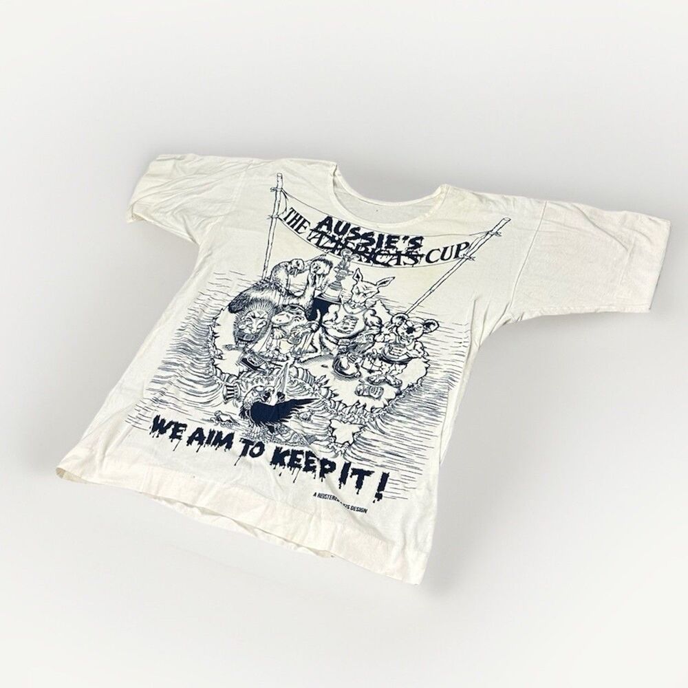 True VTG 50s 60s S / M Humour Caricature Comic Graphic Tee shirt Made in USA
